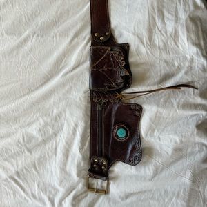 Leather belt with pockets. 46” long. Handmade by Naytures Empire